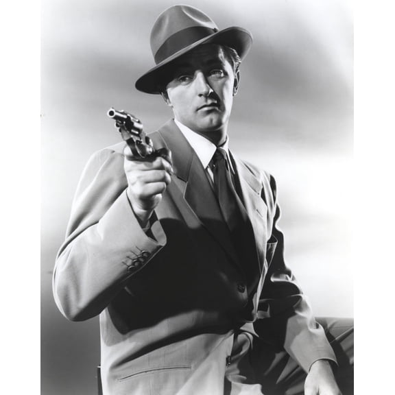 Film still featuring Robert Mitchum holding a gun Photo Print (8 x 10)