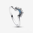 thumbnail image 3 of Anillo de plata esterlina S925 con amanecer brillante y luna azul brillante, anillo combinado dos en uno para mujer, 3 of 6