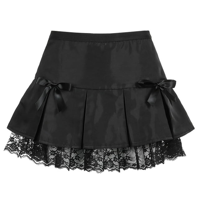 ITFABS Jupe Décontractée pour Femmes, Jupe Plissée à Lacets Taille Ourlet en Maille à Carreaux