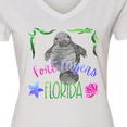 thumbnail image 4 of Inktastic Fort Myers Florida Cute Swimming Manatee Women's V-Neck T-Shirt, 4 of 5