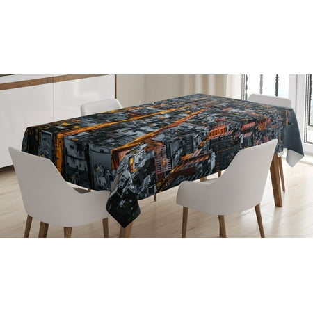 

City Tablecloth Avenues Converging Towards Midtown in New York America Architecture Aerial Rectangular Table Cover for Dining Room Kitchen 60 X 90 Inches Marigold Grey Black by Ambesonne