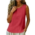 thumbnail image 6 of Tank Tops for Women Solid Color Sleeveless Crew Neck Trendy Casual Dressy Pullover Shirt Workout Blouses, 6 of 7