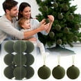 thumbnail image 7 of hulanddfd Velvet Christmas Ball Ornaments Pack of 12pcs Green Shatterproof Flocked Xmas Balls Xmas Hanging Decoration for Tree Railing and Wedding Home Decor 4cm/1.57", 7 of 7