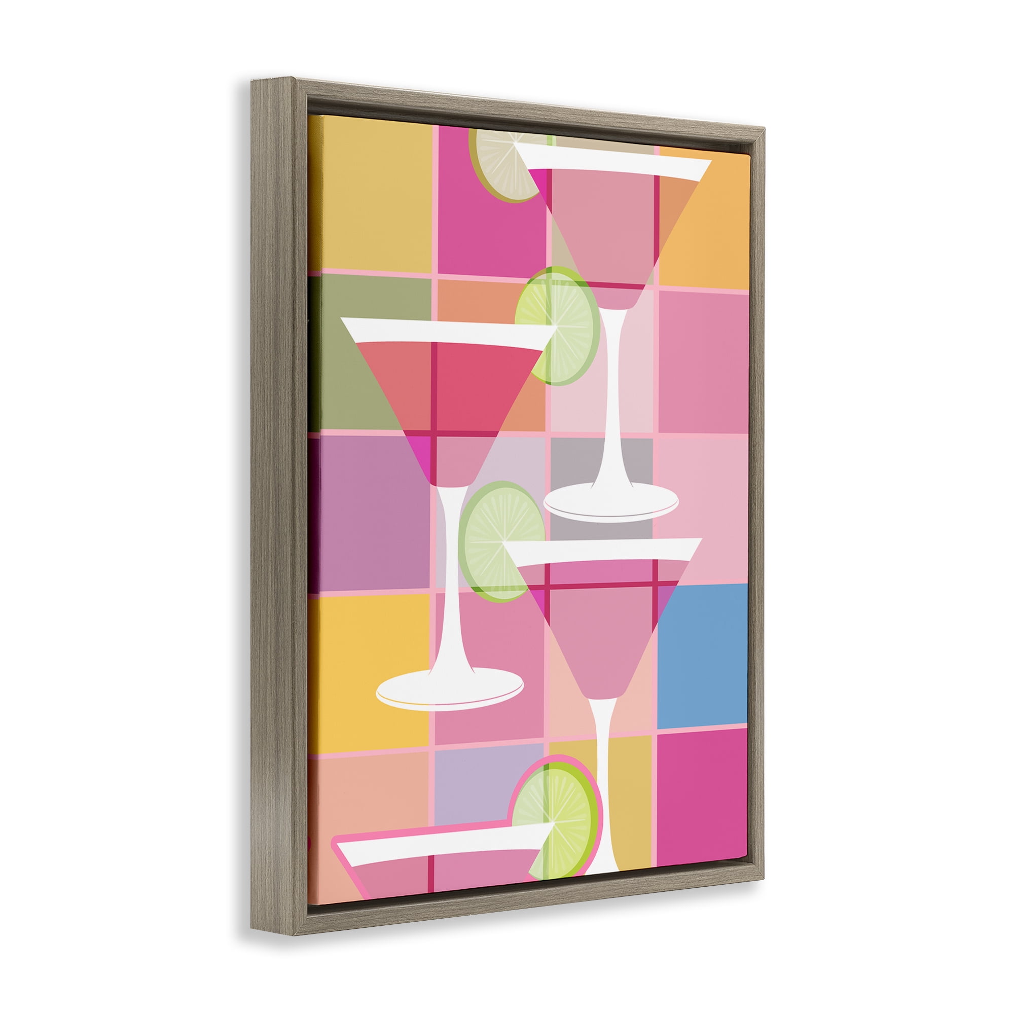 Stupell Industries Cocktail Squares Design Food & Beverage Painting Brown Floater Framed Canvas Art Print Wall Art, 17 x 21