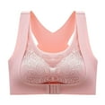 thumbnail image 3 of Fsqjgq Front Closure Bras for Women Plus Size Movement Padded No Underwire Gathering Push Up Bras Lace Edge Adjustable Wireless Bras Underwear Pink Xxxl, 3 of 4