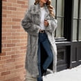 thumbnail image 6 of BiZtdJrK Sales Of The Day Clearance Women's Fashion Winter Coats Fuzzy Fleece Long Sleeve Lapel Jackets Open Front Faux Fur Warm Long Cardigans Outerwear Gray XXL, 6 of 9