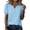 Sky Blue-color, variant on Women's Puff Sleeve Henley Tops V Notch Neck Casual Blouses Solid Color Lightweight Daily Shirts Black XXL