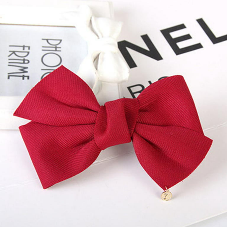 Red Bow Hairband Women Wedding Hair Accessories Girls Solid Side