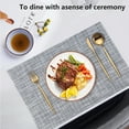 thumbnail image 6 of Placemats Set of 6 Wipeable Washable Plastic Vinyl Woven Place Mats for Indoor/Outdoor Dining, Non-Slip Kitchen Table Mats Grey, 6 of 10