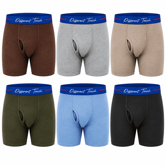 Different Touch 6 Men's USA Big & Tall Signature Logo Leg Boxer Briefs Underwear