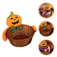 thumbnail image 1 of 2 piezas Cubo para pedir dulces de Halloween con asa Linda canasta de dulces tejida con cuerda de algodón de Halloween Bolsa Cesta de almacenamiento de calabaza, 1 of 5