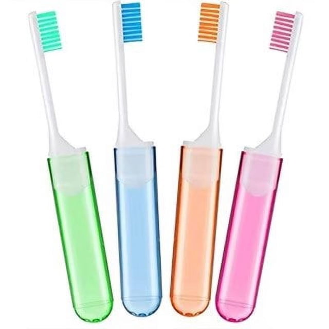 Cepillo de dientes de viaje plegable de 4 piezas, cepillo de dientes portátil suave para acampar Mini cepillo de dientes plegable portátil