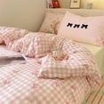 thumbnail image 4 of Pink Gingham Check Duvet Cover Twin Pink White Bowknot Plaid Pattern Printed Microfiber Comforter Cover Ultra Soft Lightweight Checked Geometric Bedding Set with Pillow Sham for Kids Girls, 4 of 6
