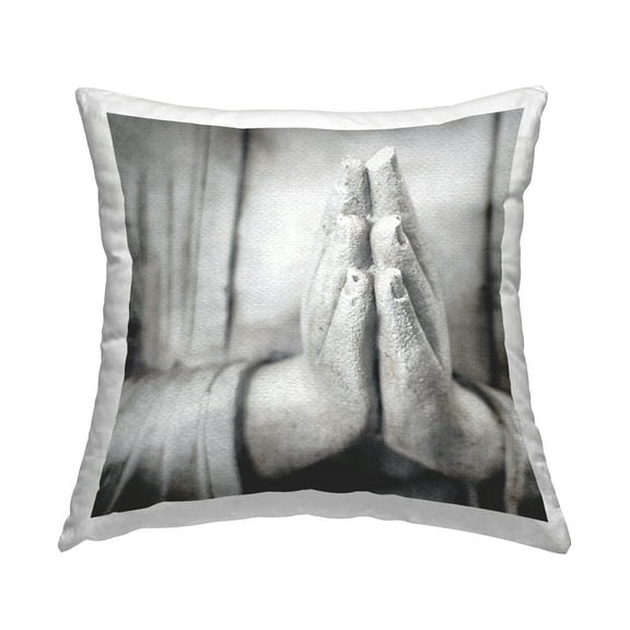 Stupell Industries Zen Statue Praying Hands Square Decorative Printed Throw Pillow, 18 x 18