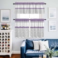 thumbnail image 2 of Purple Grey Kitchen Curtains Sets for Windows 24 Inch Length, Chic Garden Floral Stripe Aesthetic Flower Rod Pocket Window Treatments Tier Curtains and Valances Set for Bedroom/Bathroom, 2 of 8