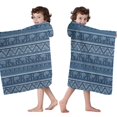 thumbnail image 4 of Blue Geometric Pattern with Elephants Hooded Bath Towel，50"x30" for Ages 3 To 12 Kids, Quick Dry Lightweight Soft Microfiber Hood Beach Towel Cover Up for Kids, 4 of 7