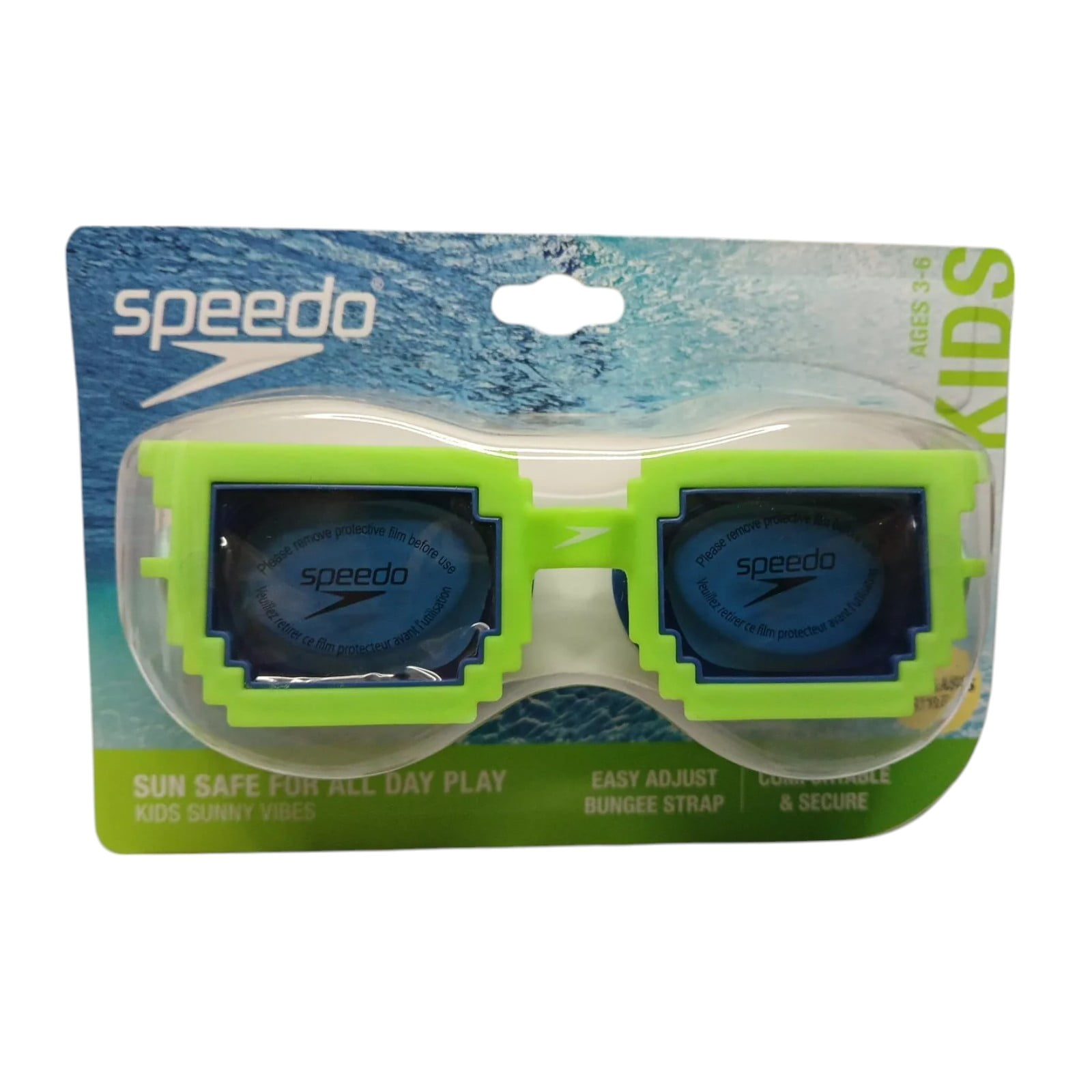 Speedo Kids Swim Goggles, Sunny Vibes Design, Digital Green