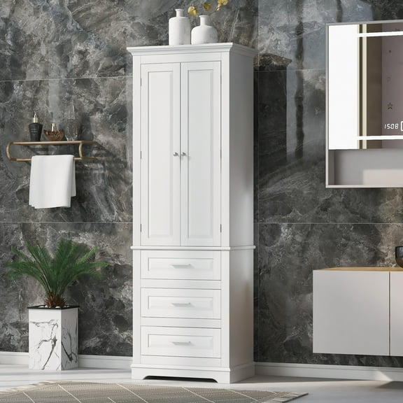 M optimized 70" Tall Bathroom Storage Cabinet Freestanding Floor Cabinet with Door Drawer Modern Kitchen Pantry for Living Room Bathroom Office Home