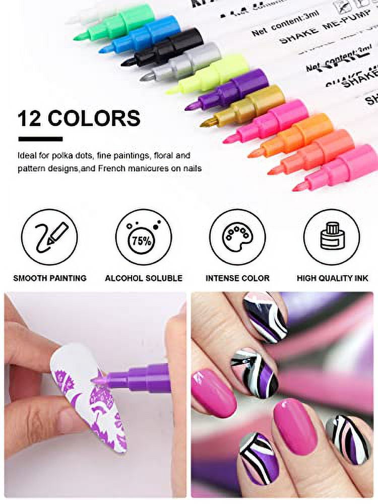 Amazon.com: 12pcs 3D Nail Art Pens Set, Nail Art Drawing Pen Nail Art Pens  Manicure Polish Tools for Painting Nails DIY Nail Art Beauty (12 Colors) :  Beauty & Personal Care