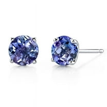 Paris Jewelry 24k White Gold 2 Ct Created Alexandrite Round Stud Earrings Jewelry Gift for Women plated
