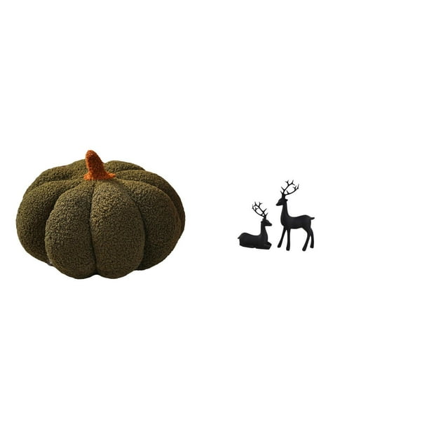 Almohadas de calabaza de Halloween,Cojines de calabaza de Halloween,suaves,para decoración del hogar,Estatua de reno,Estatua de reno negro,decoración para el hogar,artesanía,Figura de ciervo