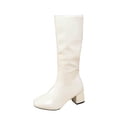 thumbnail image 2 of Gamivast Knee High Boots for Women Faux Leather Boots Side Zip Square Toe Block Heel Dress Boots for Office Work Party Travel Evening formal Footwear White 42, 2 of 7