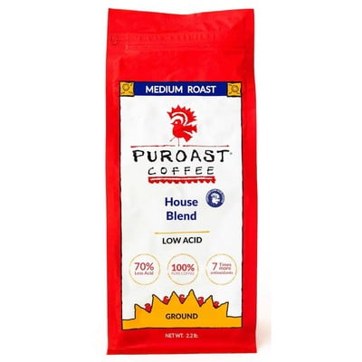 Puroast Coffee Ground Acid House Organic 12 oz (Pack of 6)