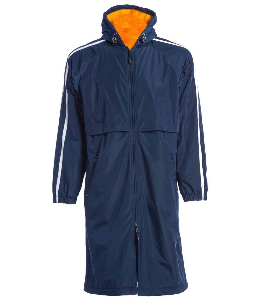 Sporti Striped Comfort FleeceLined Swim Parka (XSmall, Navy Shell