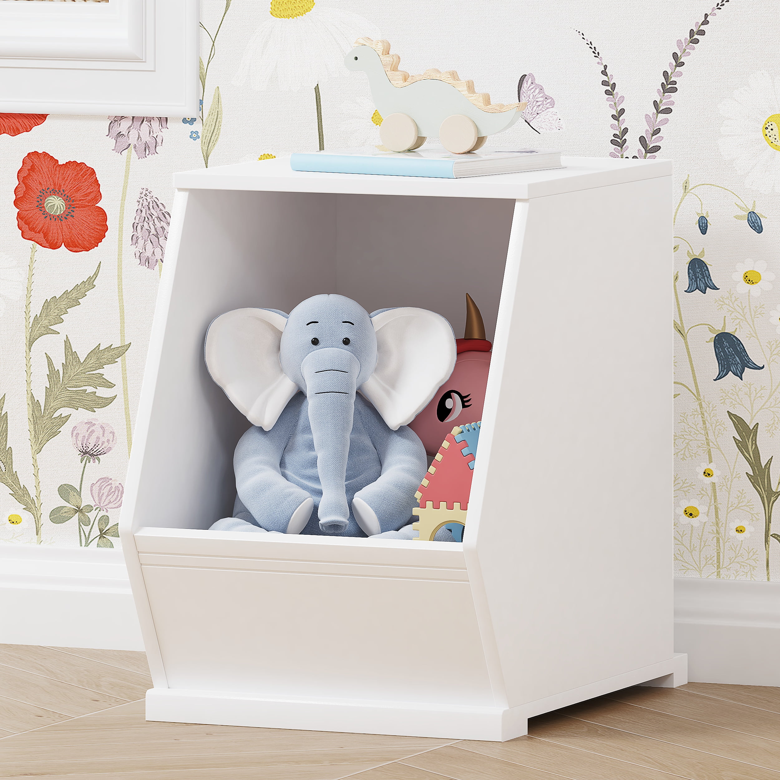 UTEX Toy Storage Organizer,Stackable Kids Toy Storage Cubby,Toy Boxes and Storage for Playroom,Bedroom,Nursery School,White