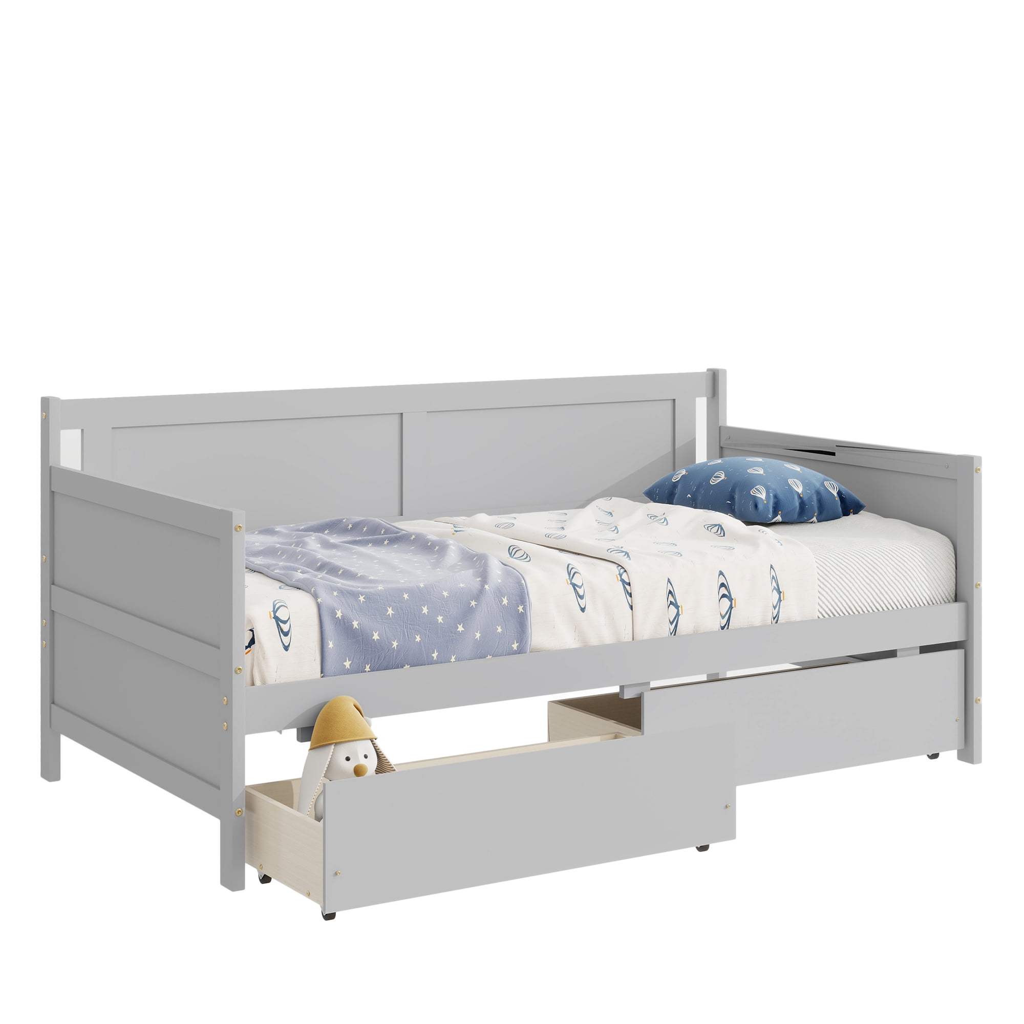 Sailvan Twin Size Pine Wood Daybed with two Storage Drawers