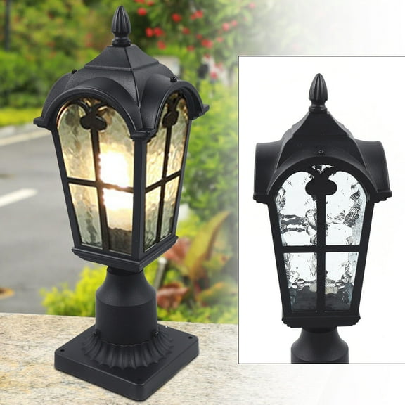 DENEST Vintage Post Pole Light Outdoor Lantern Lamp Garden Patio Yard Fixture Black