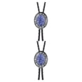 thumbnail image 2 of Bolo Tie Minnieouse Oval ondulado turquesa vaquero collar corbatas diseño único Vintage, 2 of 6