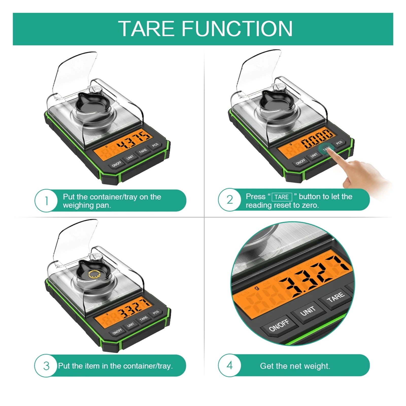 0.001g Jewelry Scale 50g Electronic LCD Display Scale Mini Pocket Digital Scales Milligram Scale Balance ,Simple Operation