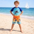 thumbnail image 4 of Lanbubble Toddler Boys Swimsuits Set Rash Guard Two Piece Short Sleeve Bathing Suit with Trunks 4-10 Years, 4 of 5