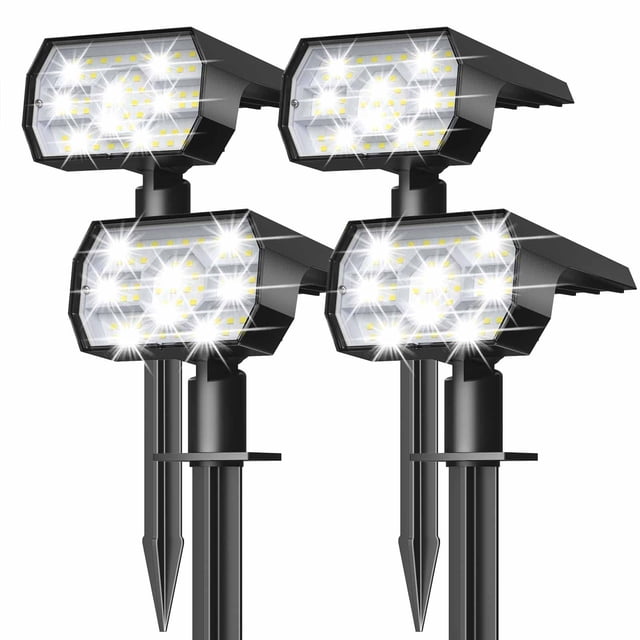 Nymphy Luces Solares Para Exteriores, Impermeables, Ip68, 56 Led, 3 Modos De Iluminación, Luces Solares Para Jardín, Patio, Luces Solares Para Navidad, Paisaje Exterior, Paquete De 4 (Blanco Frío)