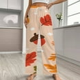 thumbnail image 2 of Thanksgiving Pumpkins Fall Leaves Pajamas For Women Loose Retro Night Pajama Pants Comfortable Sleepwear Bottoms Homewear, 2 of 6