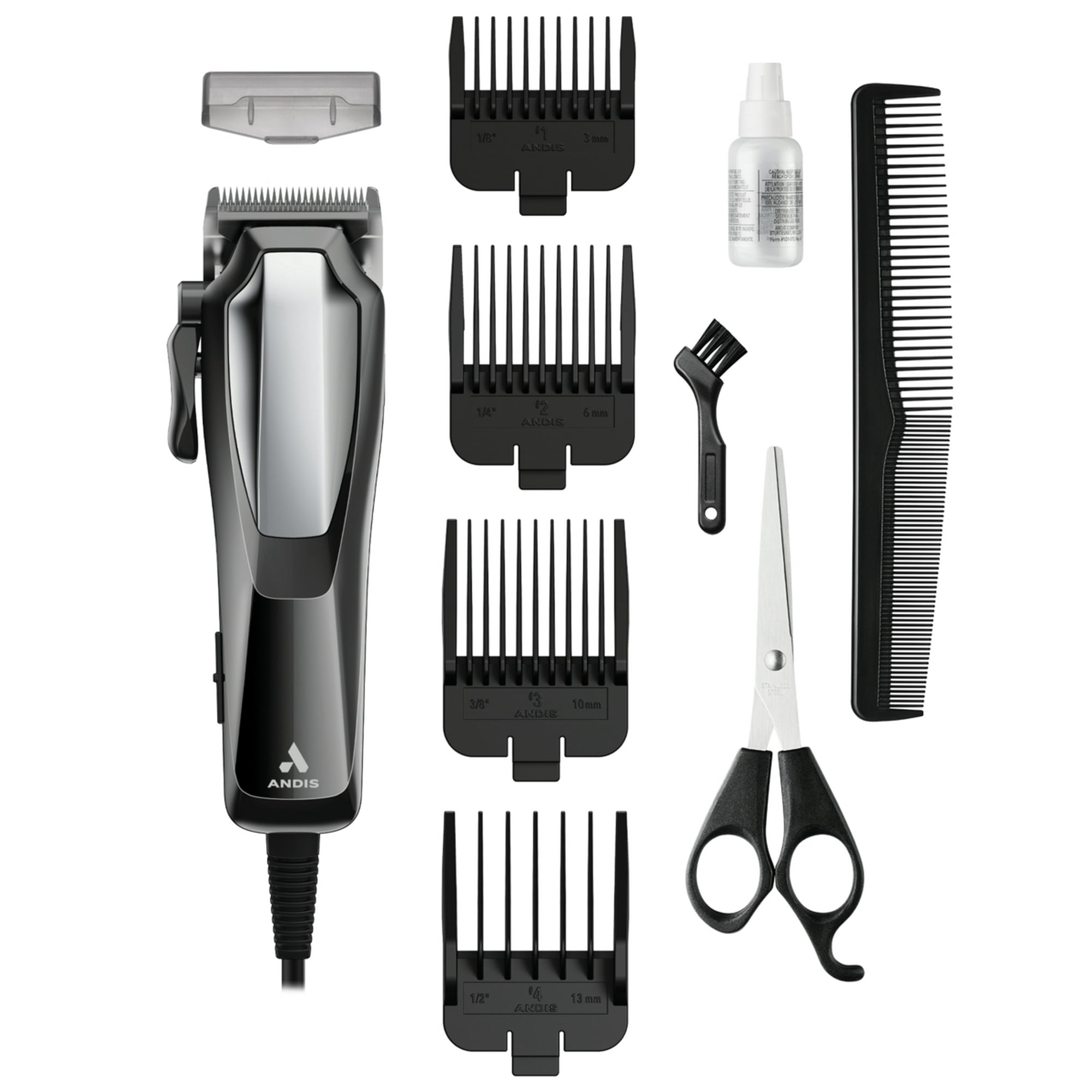 Andis Ultra Clip Corded 10-Piece Clipper Kit, Adjustable Blade, Black/Silver