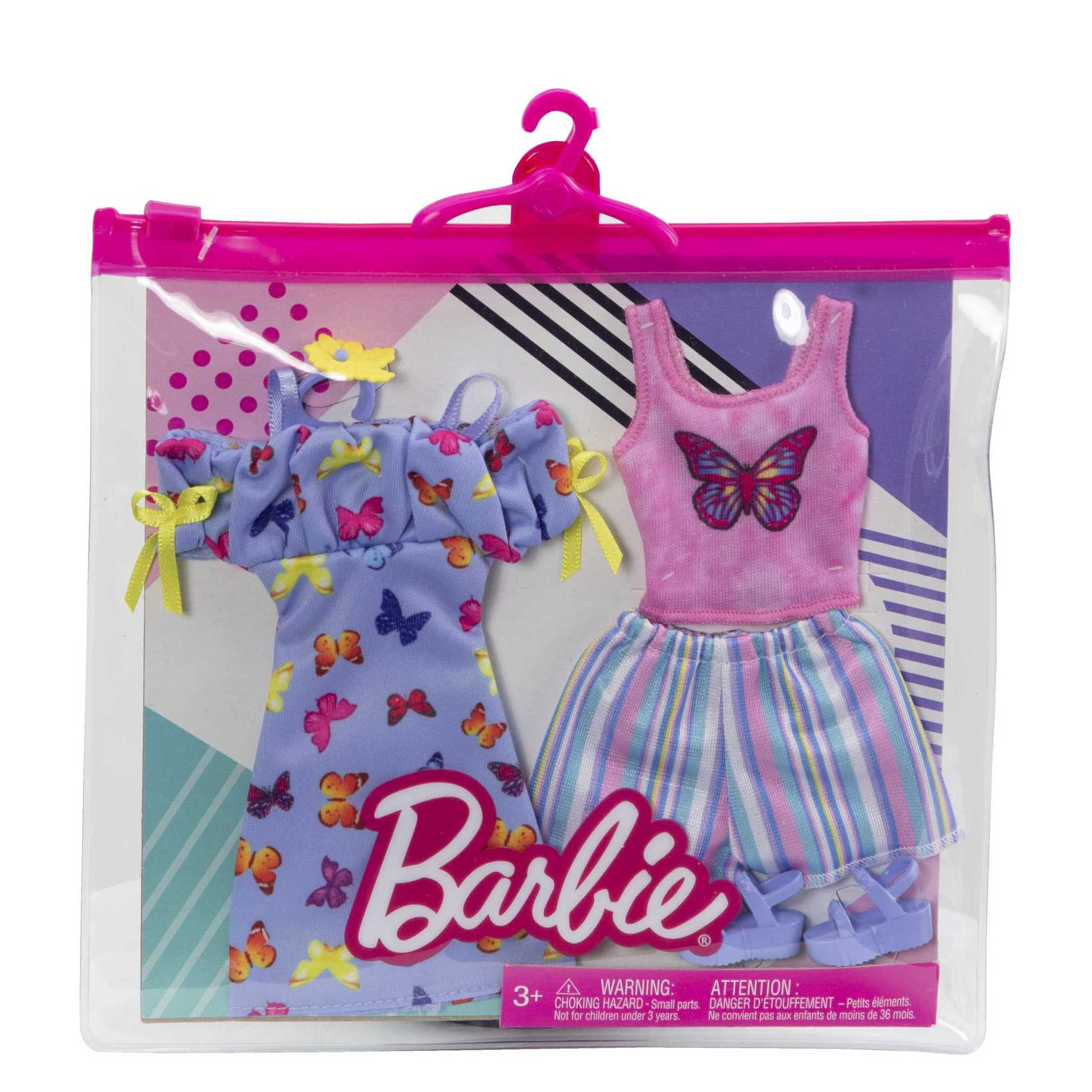 Barbie Fashion Pack with Clothes & Accessories for Doll, Butterfly Dress &  Tank (2 Outfits)