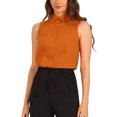 thumbnail image 1 of INSPIRAR CHIC Sin mangas Camisa de trabajo de negocios con cuello para mujeres, camiseta leotardo de botones XL Naranja, 1 of 6