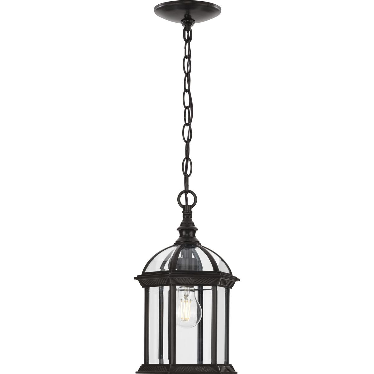 Progress Lighting Dillard 1-Light Outdoor Post Lantern in Antique Bronze, Clear Beveled Glass, Aluminum Material