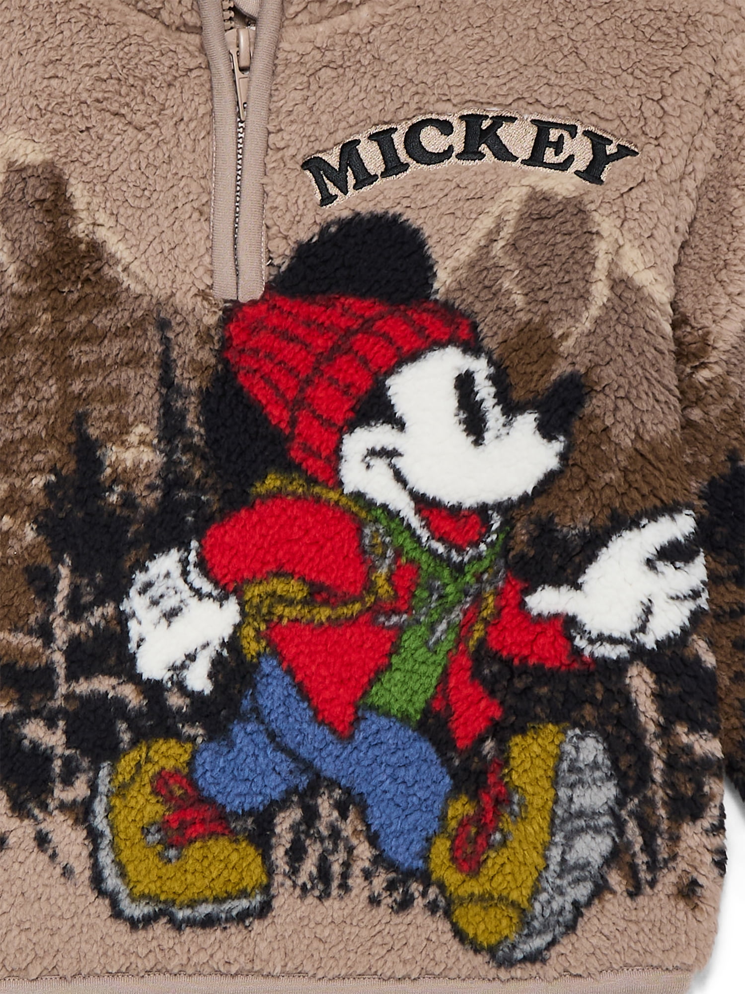 Mickey Mouse Toddler Boys Plush Fleece Half Zip Sweatshirt, Sizes 12M-5T