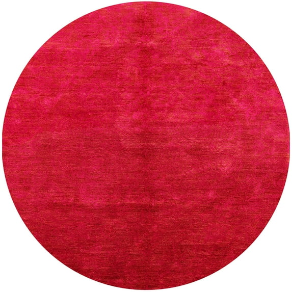 Ahgly Company Indoor Round Mid-Century Modern Pastel Pink Oriental Area Rugs, 3' Round
