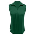 thumbnail image 3 of Women's Solid Color Sleeveless Pleated T-Shirt with Chest Button - Casual Comfortable Everyday Wear, Multiple Sizes, 3 of 4