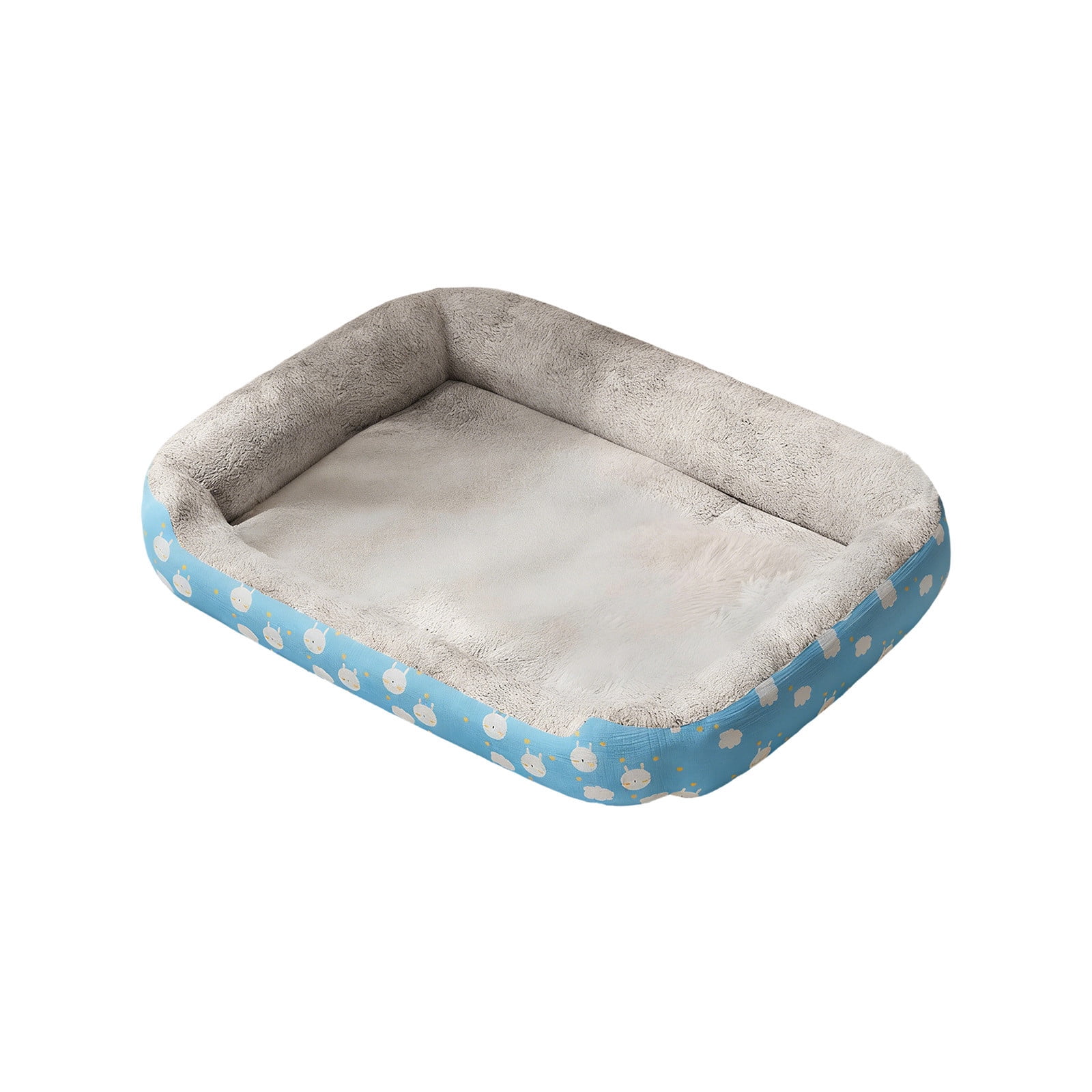 Orthopedic Dog Bed Soft Pet Sofa Mat Washable Crate Pad for Small Medium Dogs Cats Indoor(Blue-L)