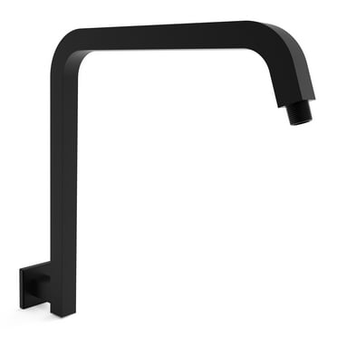 Aquaiaw Highrise Shower Arm & Flange, 15", Brass, Square, Matte Black