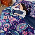 thumbnail image 5 of Erosebridal Gray Outdoor Life 7pcs Queen Bedding,Retro Paisley Stripe Bedding Comforter Set Queen,Navy Blue Reversible, 5 of 7