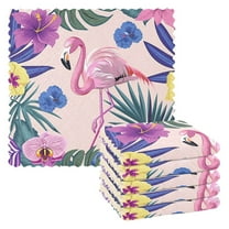 6 Packs Flamingo with Flowers Kitchen Dish Towels Soft Absorbent Dish Cloths 11"x11"