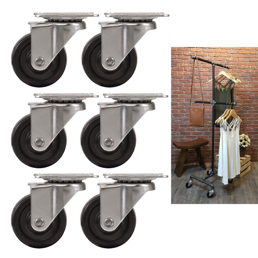 6 Heavy Duty Swivel Chair Caster Wheels 2" Base Top Plate Bearing No