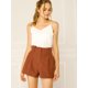 thumbnail image 5 of Pantalones Cortos De Verano Para Mujer Con Cintura Alta Plisada En La Parte Delantera Allegra K Caramelo S, 5 of 6