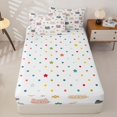 thumbnail image 4 of Manfei Cute Flower Cat Zipper Full Size Comforter Sets with Fitted Sheet and 2 Pillowcases, Cartoon Pet Animal Zipper Bedding Set, White, Polkadot Reversible, 4-Piece, 4 of 7